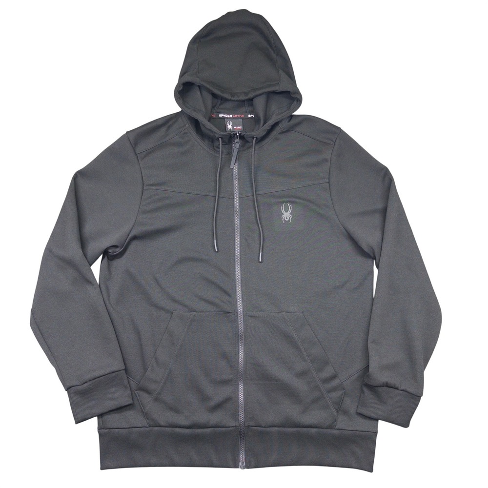 Spyder Active ProWEB Mens L Full Zip Hoodie Black Sweatshirt Tech Fleece 1624897